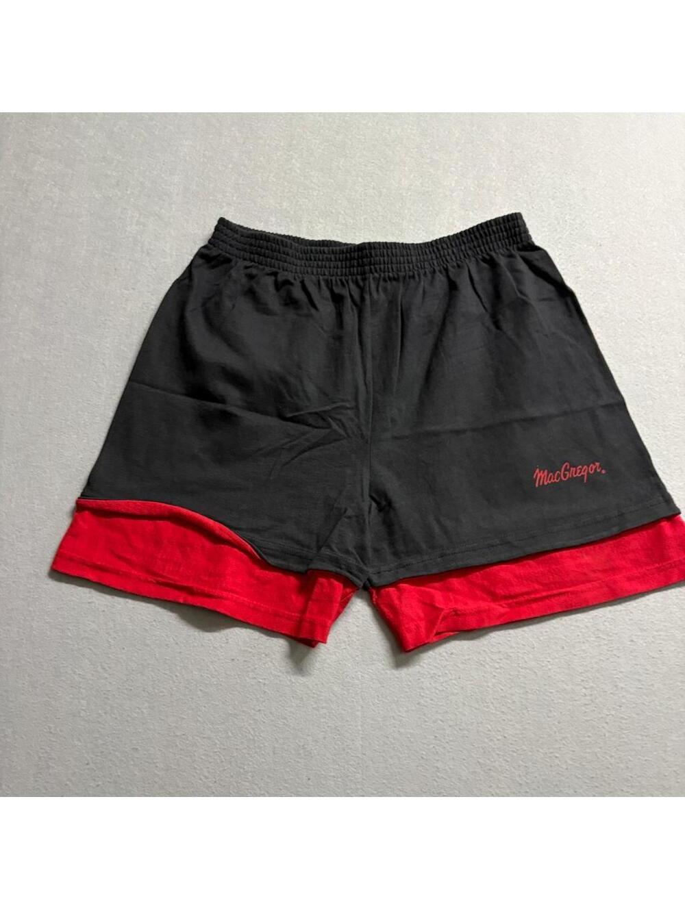 Vintage MacGregor Double Layer Shorts Womens Large Black Red Cotton Made in USA